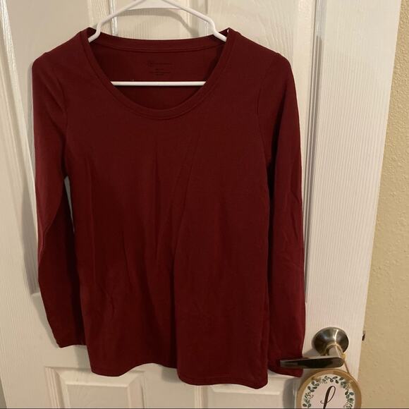 LOT of 3 White & Dark Red Solid Tee Shirts for Layering Women Junior Size Medium - Picture 3 of 15